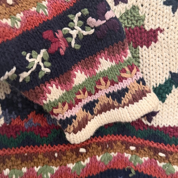 Cape Isle Knitters ramie cotton pullover chunky floral sweater size large - Picture 9 of 9